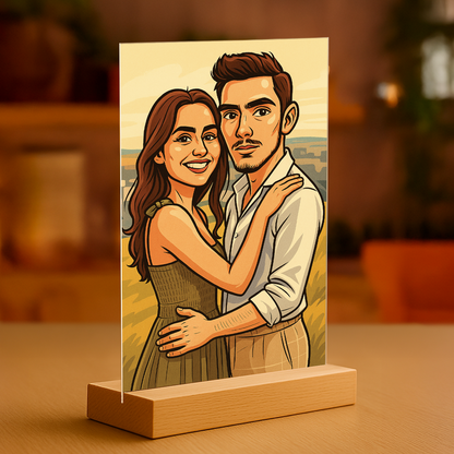 Paar wie aus einer Karikatur - Porträt auf Acrylglas für Paare