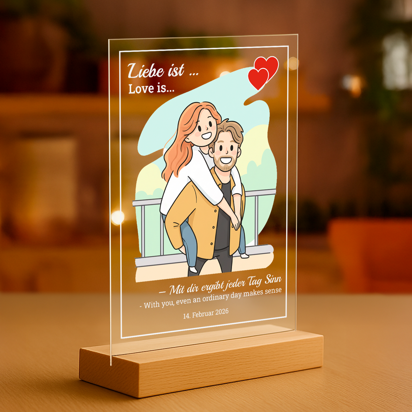 Einzigartige Liebe - personalisierter Glasdruck für Paar