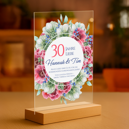 30. Hochzeitstag – personalisierter Druck auf Glas