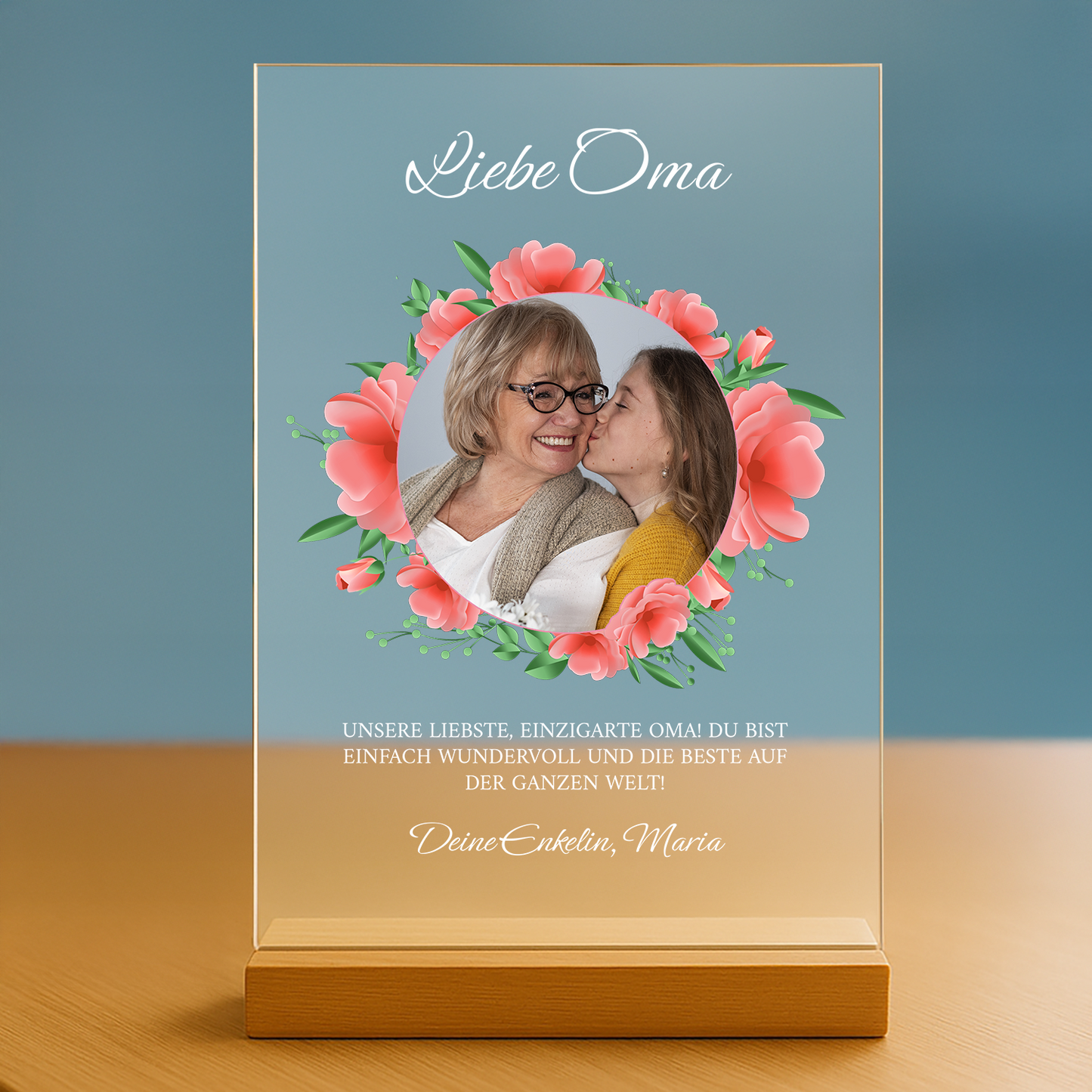 Für die liebe Oma – personalisierter Glasdruck für die Oma