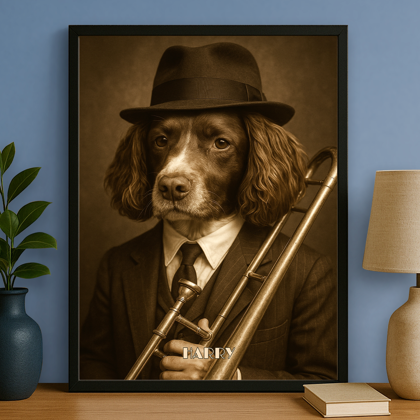 Jazzhund - Porträt auf einem Poster für Hundefreunde