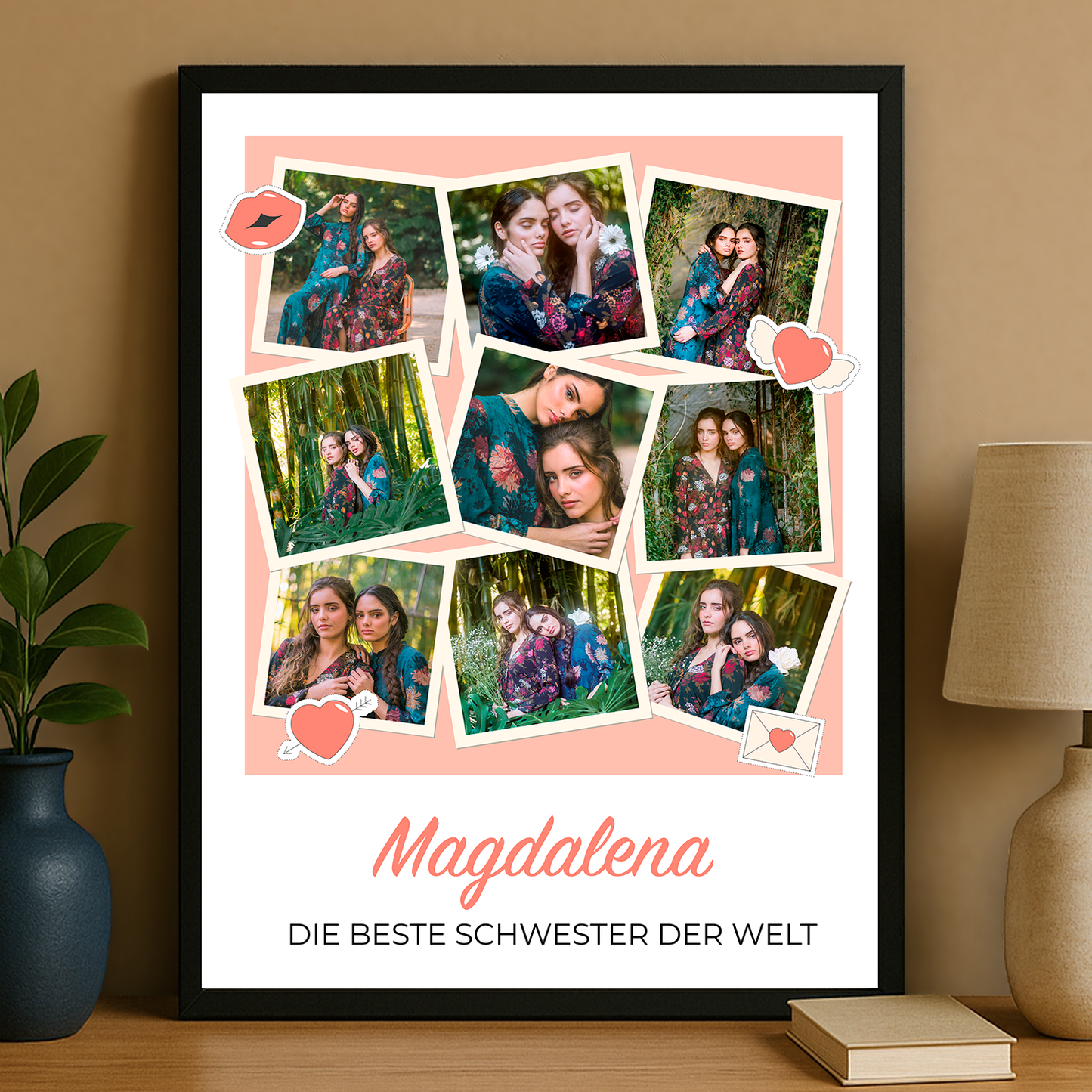 Die beste Schwester Collage – personalisiertes Poster für die Schwester