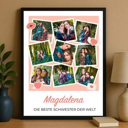 Die beste Schwester Collage – personalisiertes Poster für die Schwester