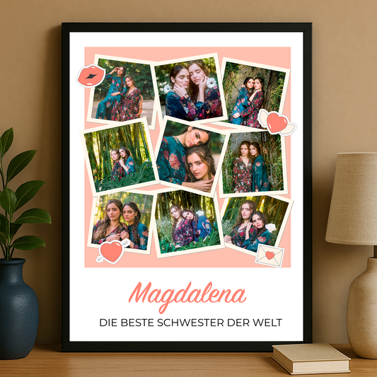 Die beste Schwester Collage – personalisiertes Poster für die Schwester