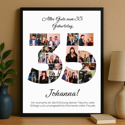Fotocollage mit Glückwünschen zum 35. Geburtstag - personalisiertes Poster für eine Frau
