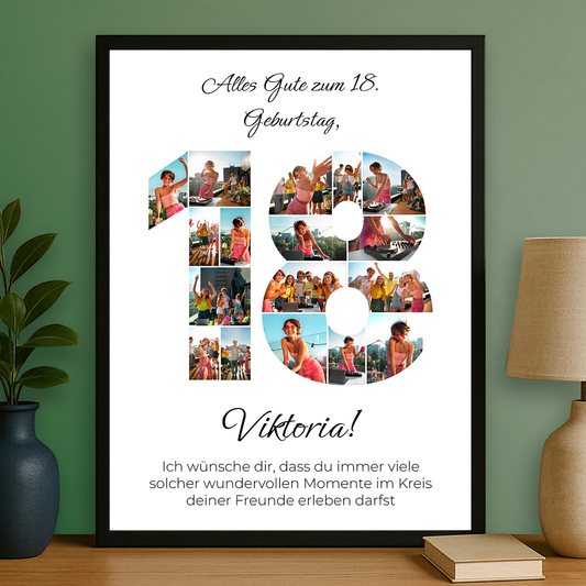 Collage zum 18. Geburtstag - personalisiertes Poster für eine Freundin