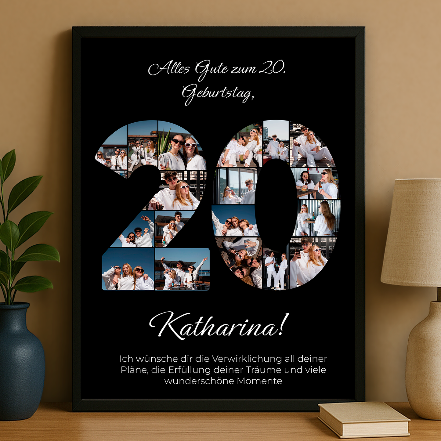 Fotocollage mit Glückwünschen zum 20. – personalisiertes Poster für sie