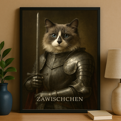 Tapferer Ritter - personalisiertes Poster für Katzenliebhaber