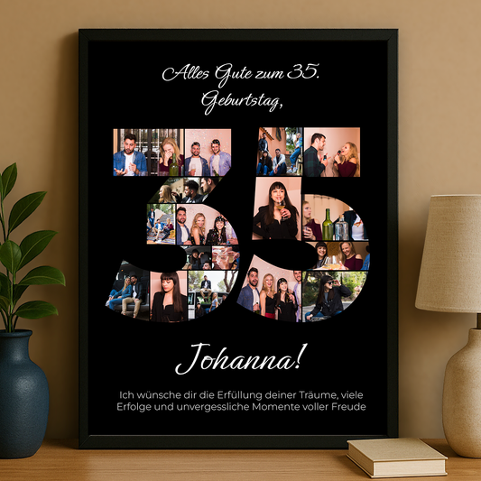 Fotocollage mit Glückwünschen zum 35. - personalisiertes Poster für Frau