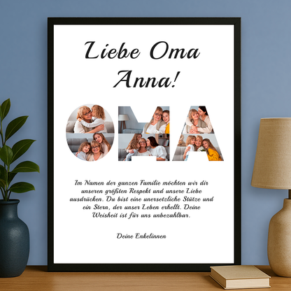 Worte der Anerkennung für die Oma – personalisiertes Poster für Oma