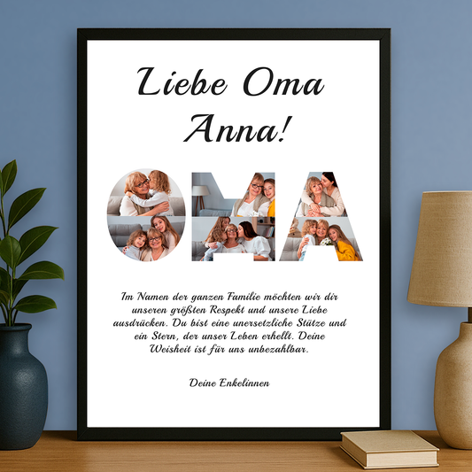 Worte der Anerkennung für die Oma – personalisiertes Poster für Oma