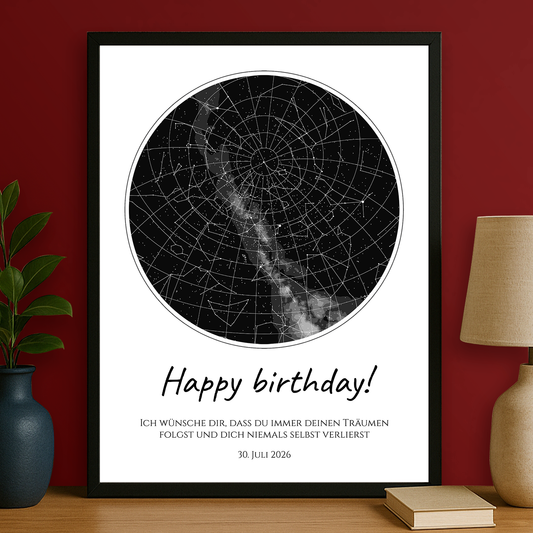 Sternenkarte zum Geburtstag - personalisiertes Poster für Mann
