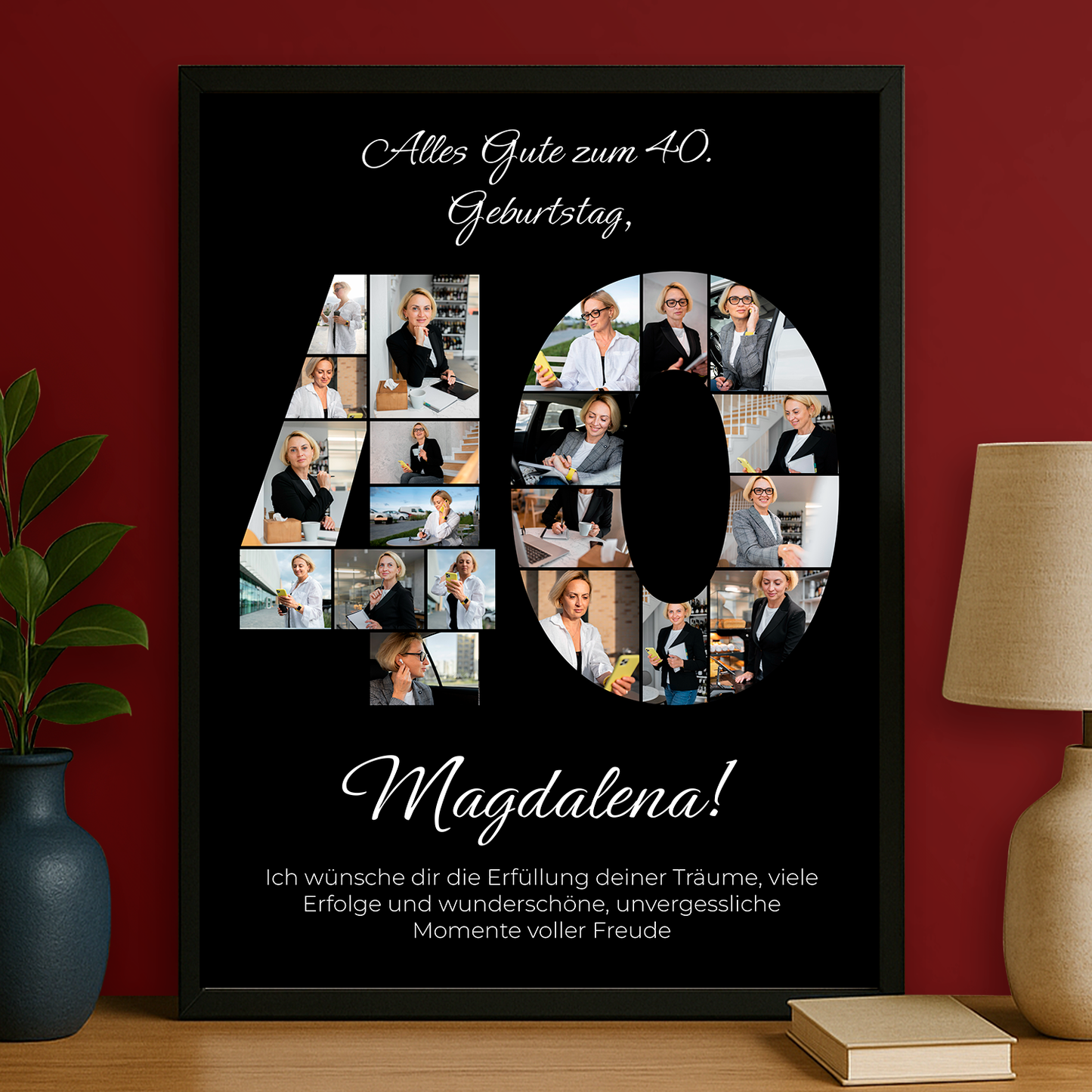 Alles Gute zum 40. - personalisiertes Poster für eine Frau