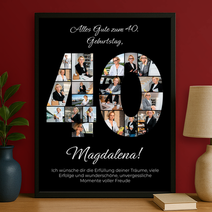 Alles Gute zum 40. - personalisiertes Poster für eine Frau