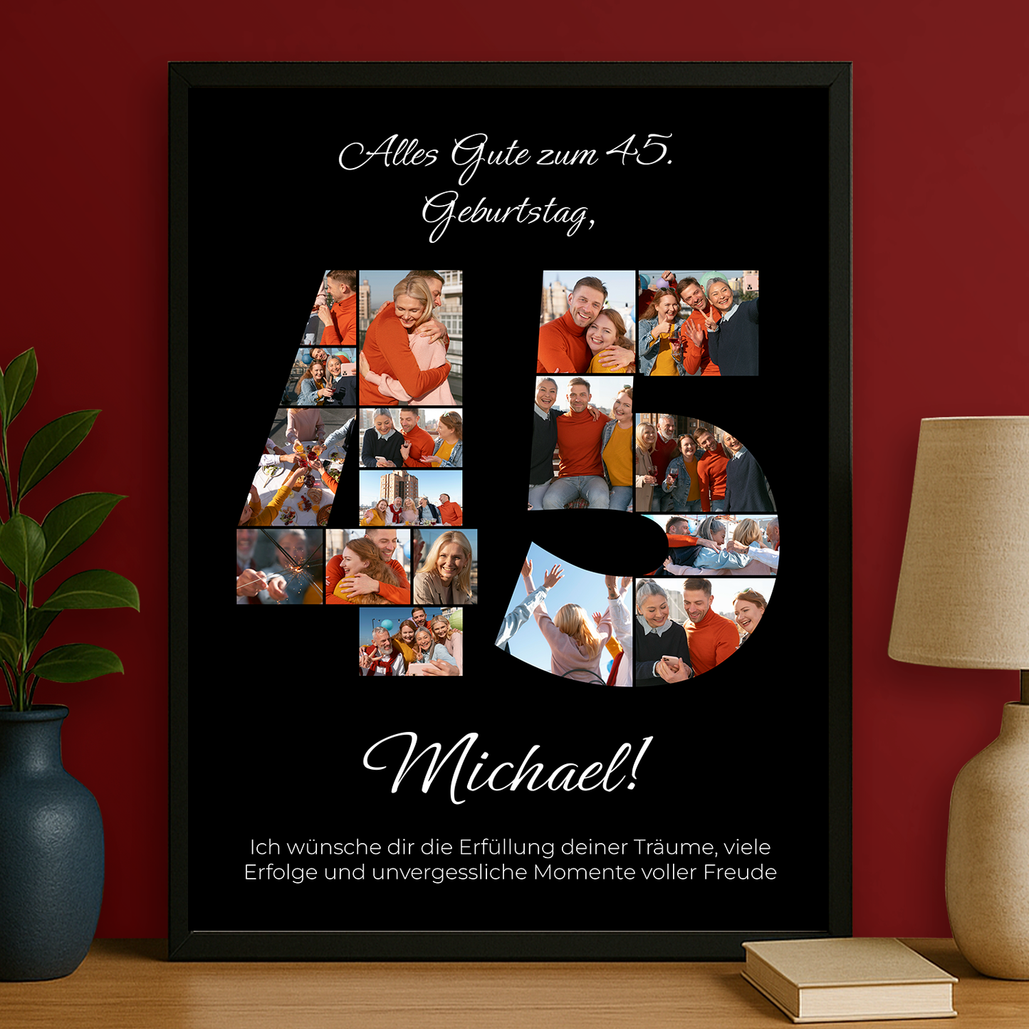 Fotocollage mit Glückwünschen zum 45. Geburtstag - personalisiertes Poster für Mann