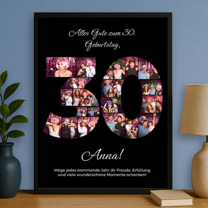 Alles Gute zum 30. - personalisiertes Poster für eine Freundin