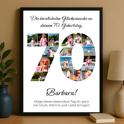Zum 70. Geburtstag – personalisiertes Poster für Oma