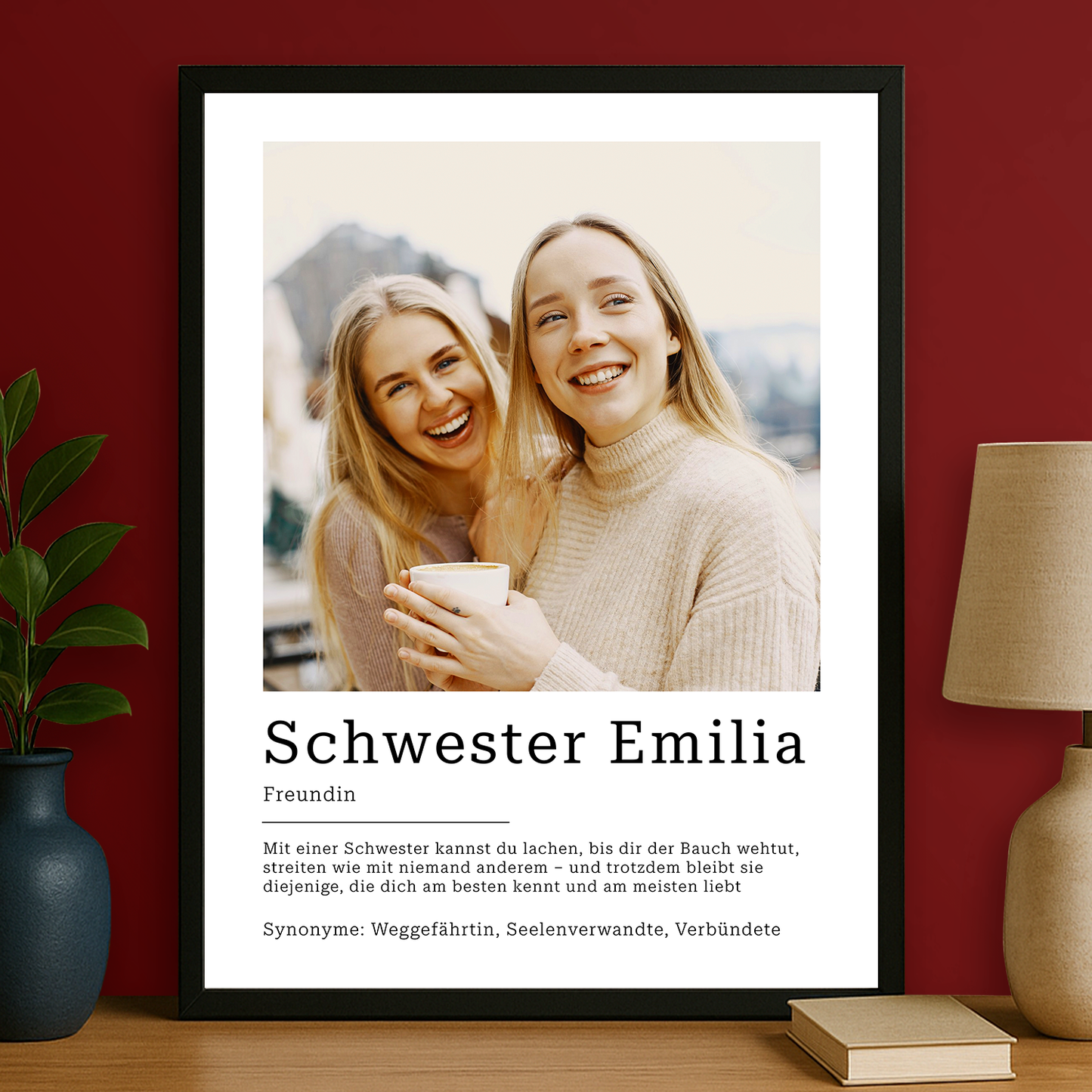 Mit der Schwester ist es am schönsten - personalisiertes Poster für die Schwester