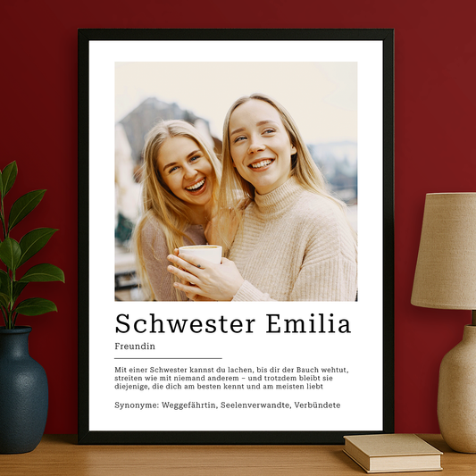 Mit der Schwester ist es am schönsten - personalisiertes Poster für die Schwester