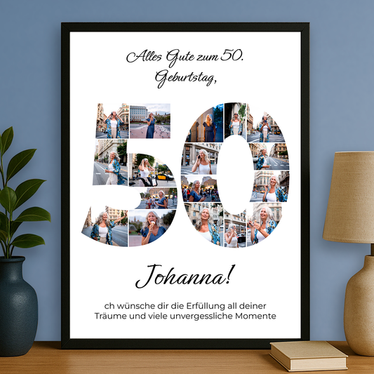 Collage zum 50. Geburtstag – personalisiertes Poster für sie