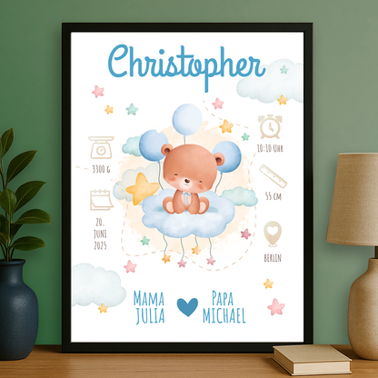 Geburtsdaten Poster - personalisiertes Poster für Kind