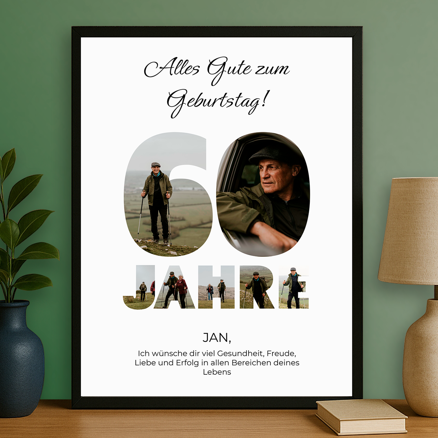 Alles Gute zum 60. Geburtstag – personalisiertes Poster für Männer