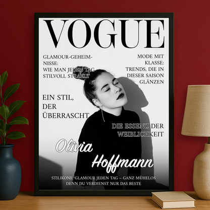 Schwarz-weißes Cover im Magazin-Stil – personalisiertes Poster für sie
