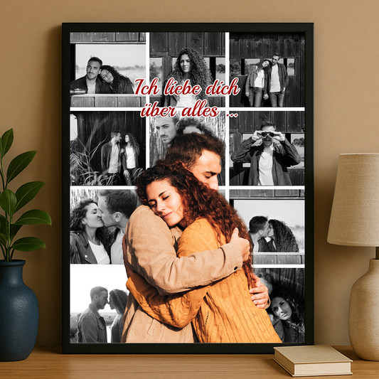 Collage aus 12 Fotos von Verliebten – personalisiertes Poster für Paare