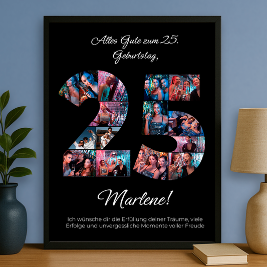 Geburtstagswünsche + Collage zum 25. - personalisiertes Poster für sie