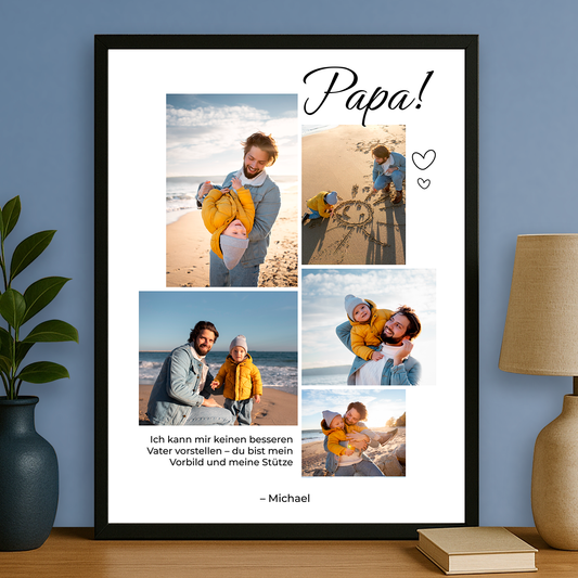 Collage aus 5 Fotos mit Papa – personalisiertes Poster für den Vater