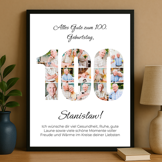 Zum 100. Geburtstag – personalisiertes Poster für Mann
