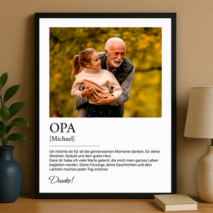 Dankeschön an einen außergewöhnlichen Großvater – personalisiertes Poster für den Großvater