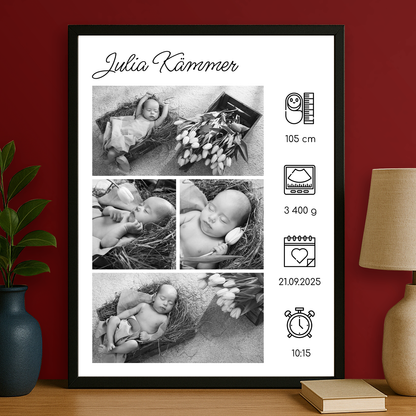 Kinderdatenblatt + Fotos – personalisiertes Poster für Kinder