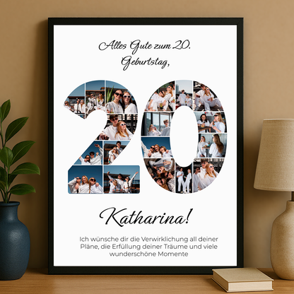 Alles Gute zum 20. Geburtstag – personalisiertes Poster für sie