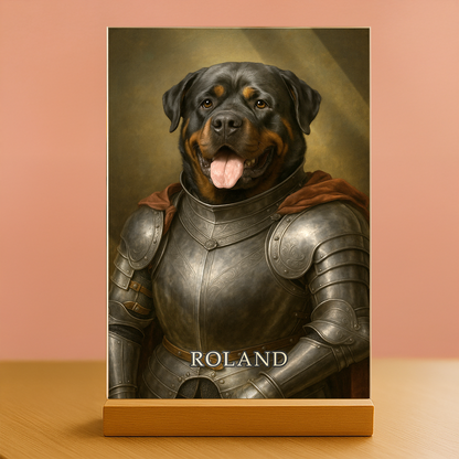 Hund im Ritterstil – Acrylglas-Porträt für Hundeliebhaber