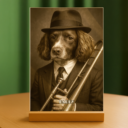 Hund als Musiker - Acrylglas Porträt für Hundeliebhaber