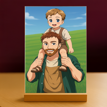 Vater und Sohn im Anime-Stil - Acrylglas Porträt für Papa