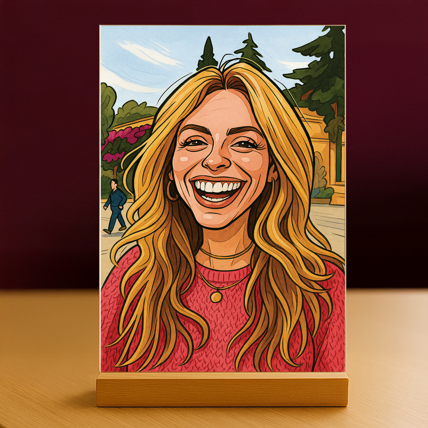 Frau im originellen Karikaturstil - Acrylglas-Porträt für sie