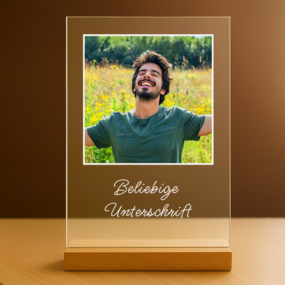 Sein Foto + beliebige Beschriftung – personalisierter Druck auf Glas für ihn