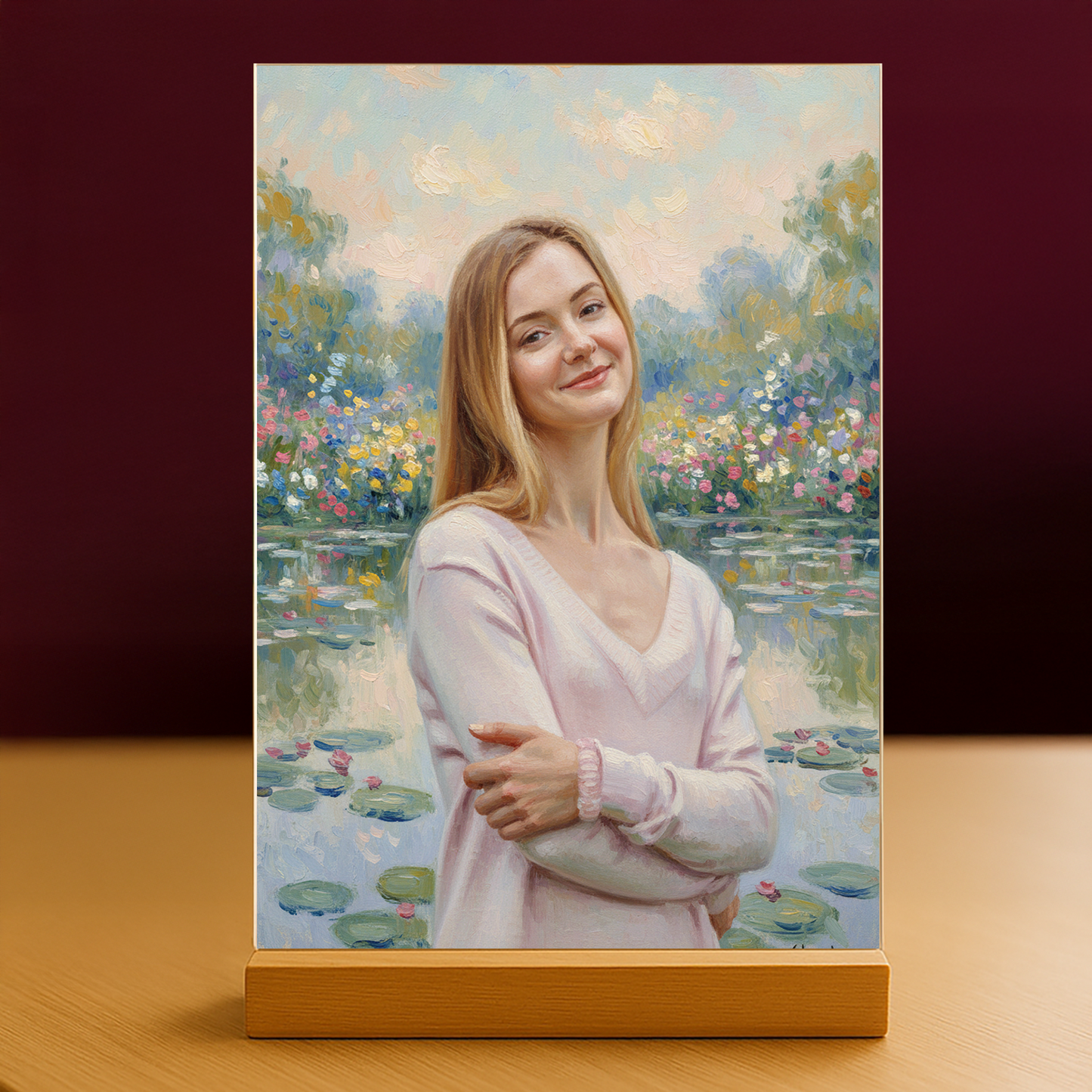 Frau am Teich im Monet-Stil - Acrylglas Porträt für sie