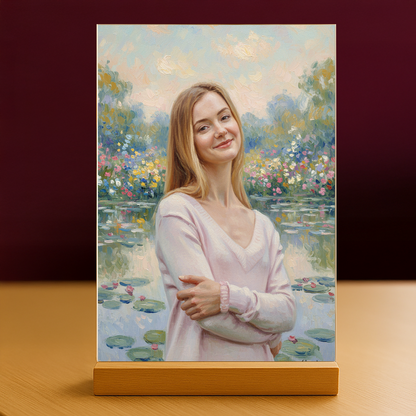 Frau am Teich im Monet-Stil - Acrylglas Porträt für sie