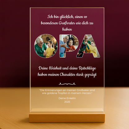 Einzigartiger Großvater – personalisierter Druck auf Glas für den Großvater