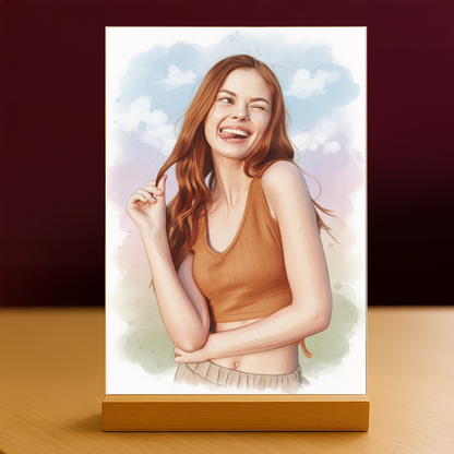 Frau im Aquarellstil - Acrylglas Porträt für Frau