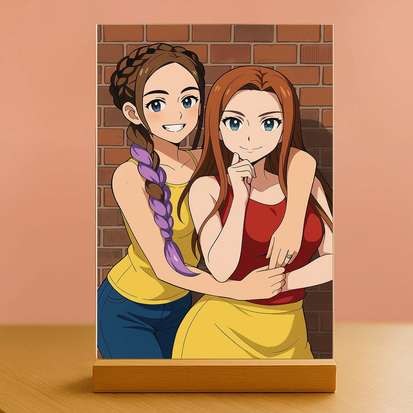 Freundinnen im Anime-Stil - Acrylglas-Porträt für eine Freundin