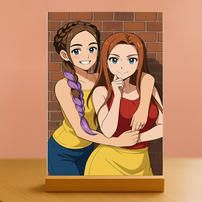 Freundinnen im Anime-Stil - Acrylglas-Porträt für eine Freundin