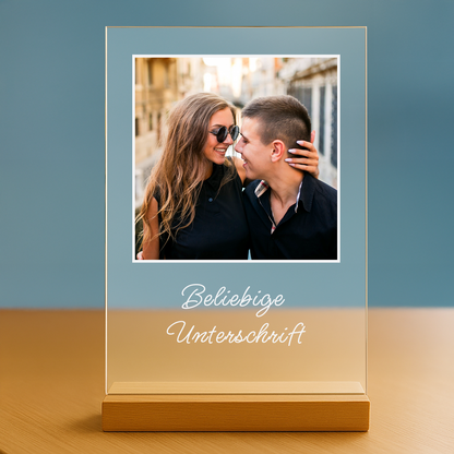 Foto mit beliebiger Beschriftung – personalisierter Druck auf Glas für Paare