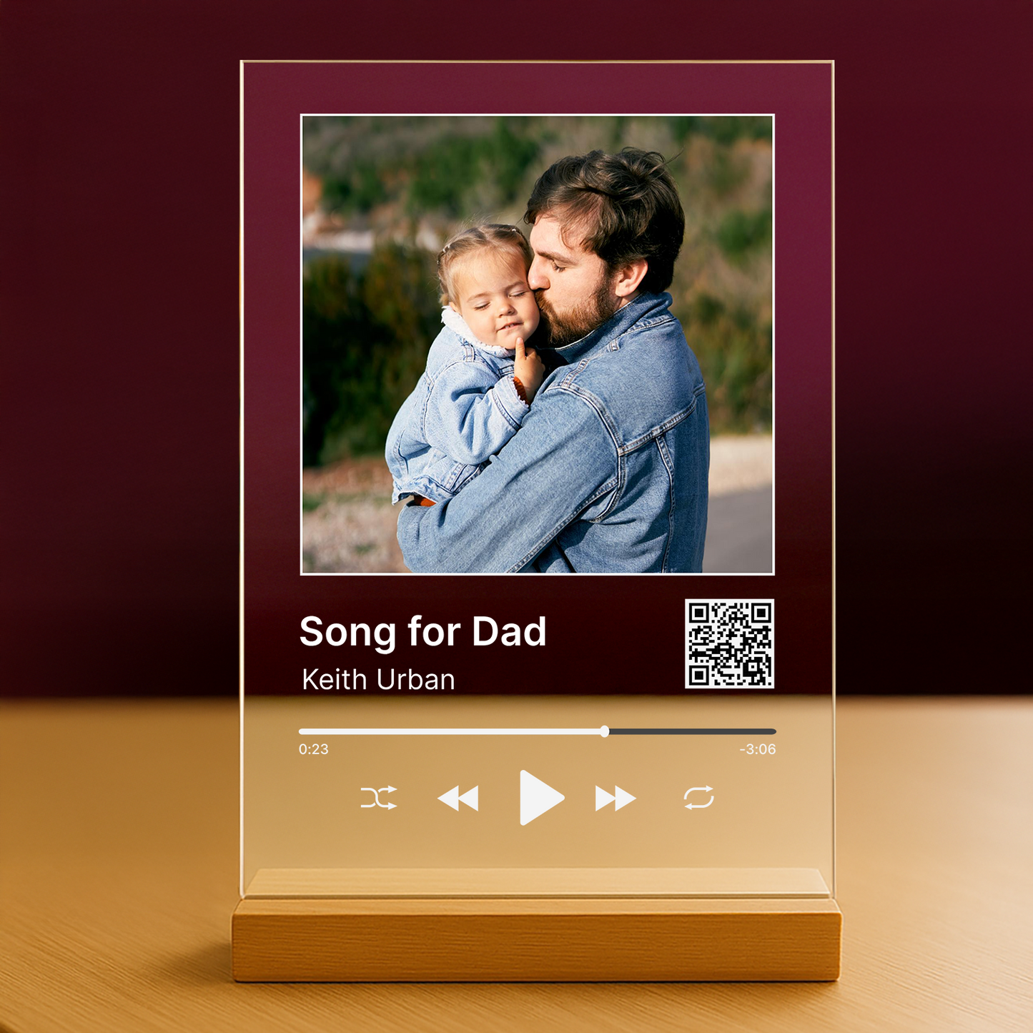 Foto mit Papa + Lied – personalisierter Glasdruck