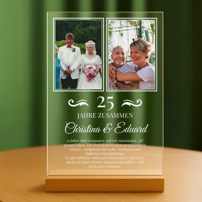 25 Jahre Ehe – personalisierter Druck auf Glas
