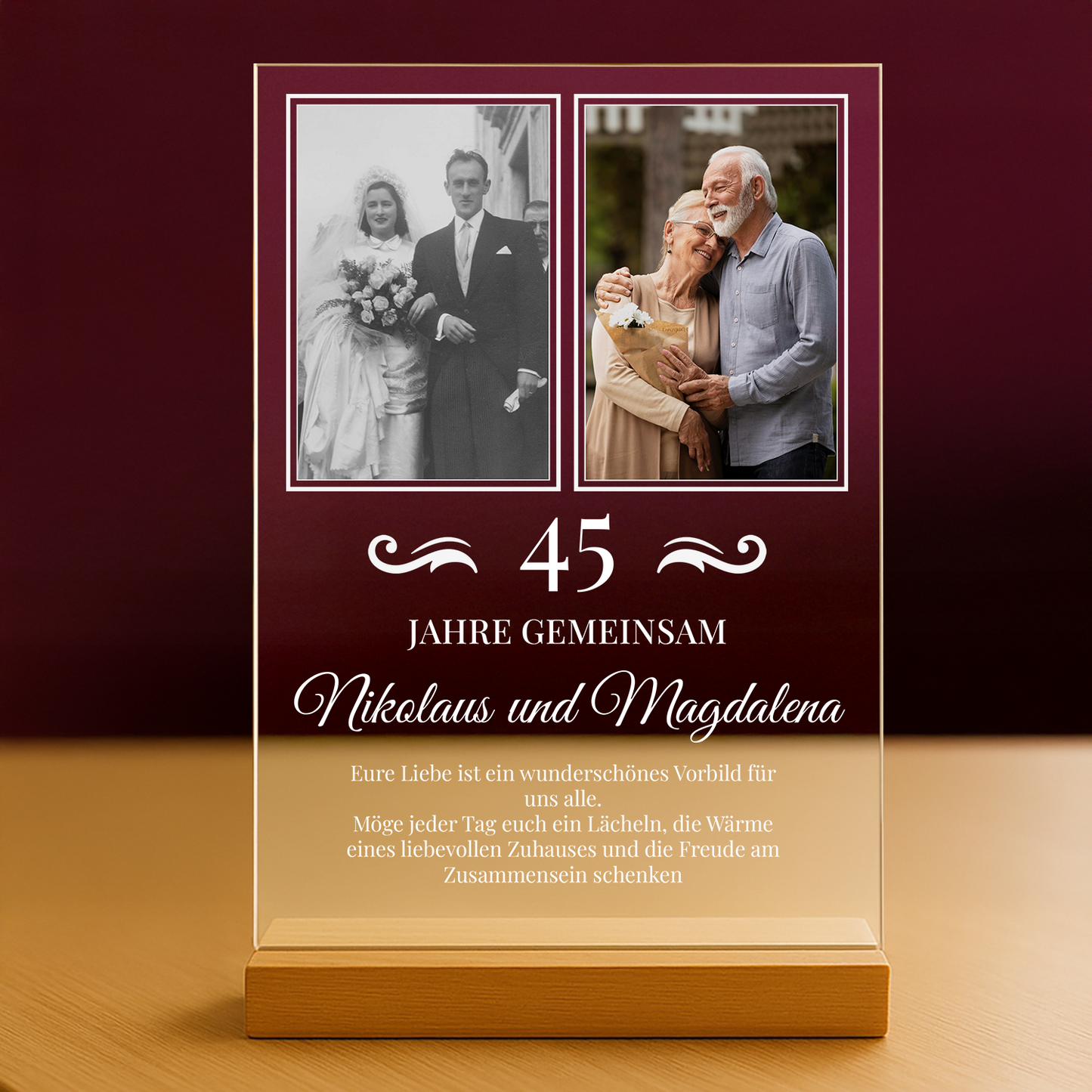 Hochzeitstag der Großeltern – personalisierter Glasdruck