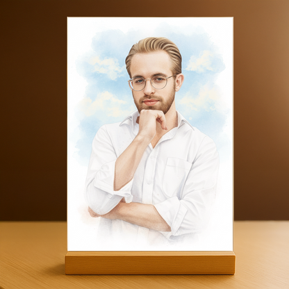 Mann im Aquarellstil - Acrylglas-Porträt für Mann